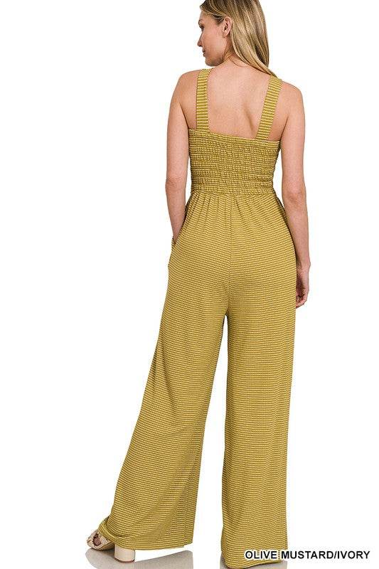 Smocked Top Striped Jumpsuit - Shop Style & More | Fresh Looks, Everyday Deals & Free Shipping