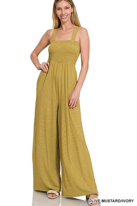 Smocked Top Striped Jumpsuit - Shop Style & More | Fresh Looks, Everyday Deals & Free Shipping