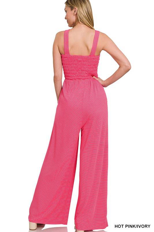 Smocked Top Striped Jumpsuit - Shop Style & More | Fresh Looks, Everyday Deals & Free Shipping