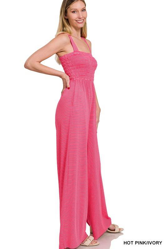 Smocked Top Striped Jumpsuit - Shop Style & More | Fresh Looks, Everyday Deals & Free Shipping