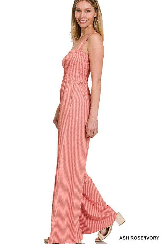 Smocked Top Striped Jumpsuit - Shop Style & More | Fresh Looks, Everyday Deals & Free Shipping