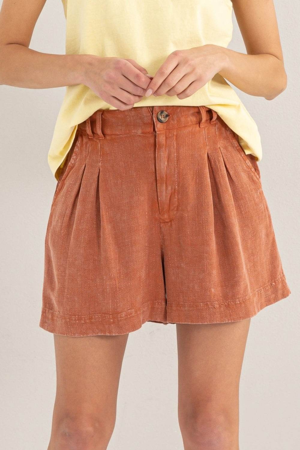 HYFVE High Waist Pleated Linen Shorts - Shop Style & More | Fresh Looks, Everyday Deals & Free Shipping