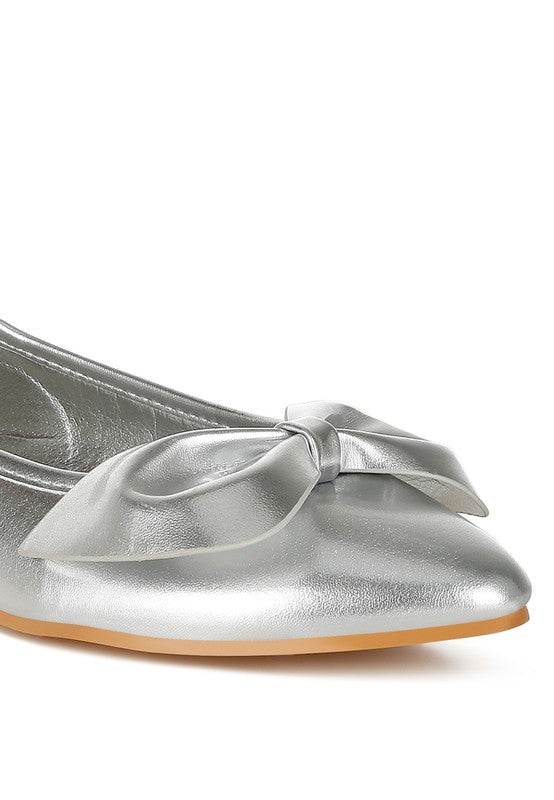 Bromelia Metallic Pleather Bow Ballerinas - Shop Style & More | Fresh Looks, Everyday Deals & Free Shipping