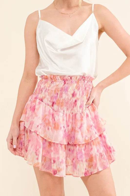 And The Why Printed Lurex Smocked Waist Tiered Skort - Shop Style & More | Fresh Looks, Everyday Deals & Free Shipping