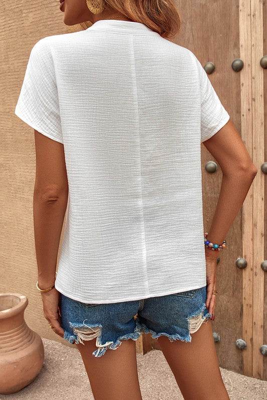Solid V Neck Batwing Sleeve Loose Blouse - Shop Style & More | Fresh Looks, Everyday Deals & Free Shipping
