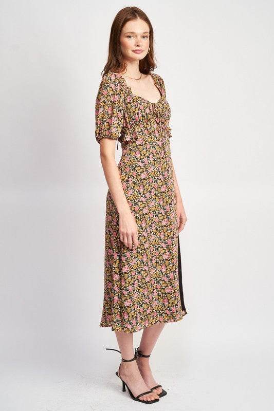 FLORAL MIDI DRESS WTIH RUFFLE DETAILS - Shop Style & More | Fresh Looks, Everyday Deals & Free Shipping