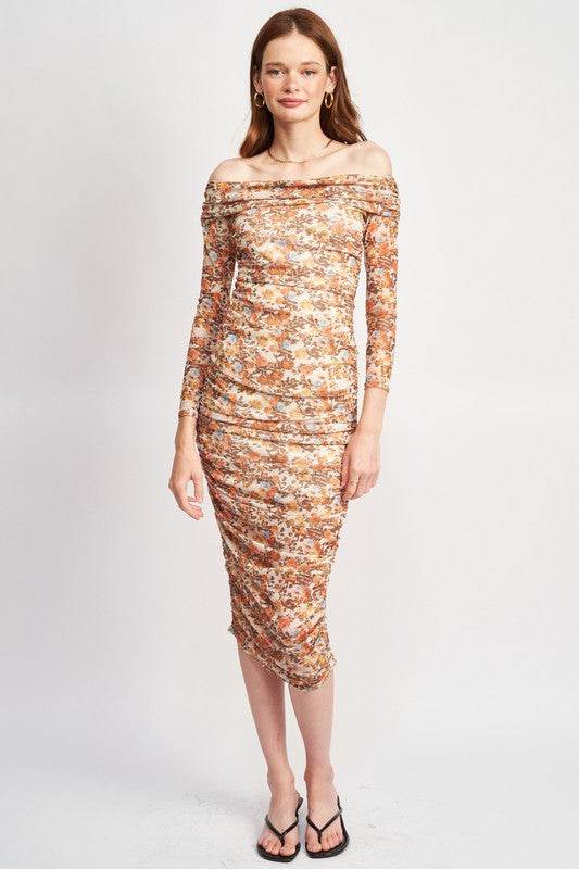 OFF SHOULDER PRINTED FLORAL DRESS - Shop Style & More | Fresh Looks, Everyday Deals & Free Shipping