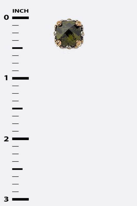CZ Designed 2 Tone Prong Set Cushion Stud Earrings - Shop Style & More | Fresh Looks, Everyday Deals & Free Shipping