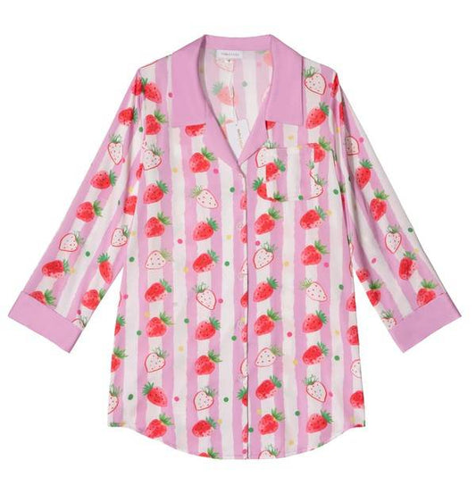 PINK STRAWBERRY STRIPED SLEEP SHIRT - Shop Style & More | Fresh Looks, Everyday Deals & Free Shipping