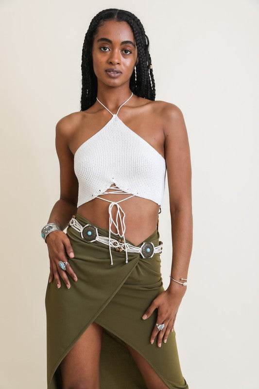 Lace-Up Halter Knit Bralette - Shop Style & More | Fresh Looks, Everyday Deals & Free Shipping