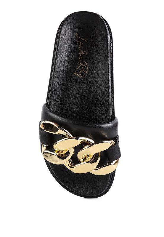 ONYX METAL CHAIN SLIDER FLATS - Shop Style & More | Fresh Looks, Everyday Deals & Free Shipping