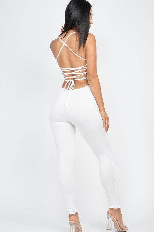 Criss-Cross Open Back Bodycon Jumpsuit - Shop Style & More | Fresh Looks, Everyday Deals & Free Shipping