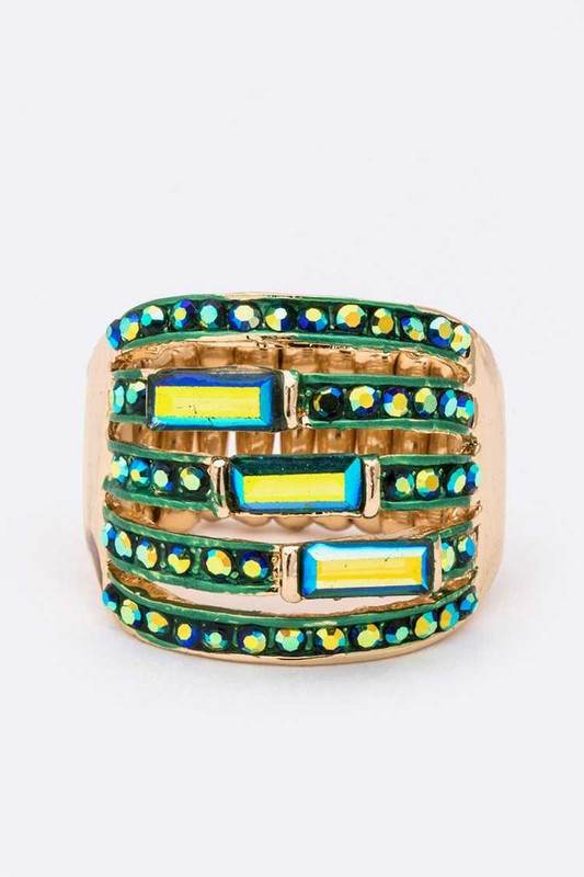 Crystal Baguette Stretch Cocktail Ring - Shop Style & More | Fresh Looks, Everyday Deals & Free Shipping