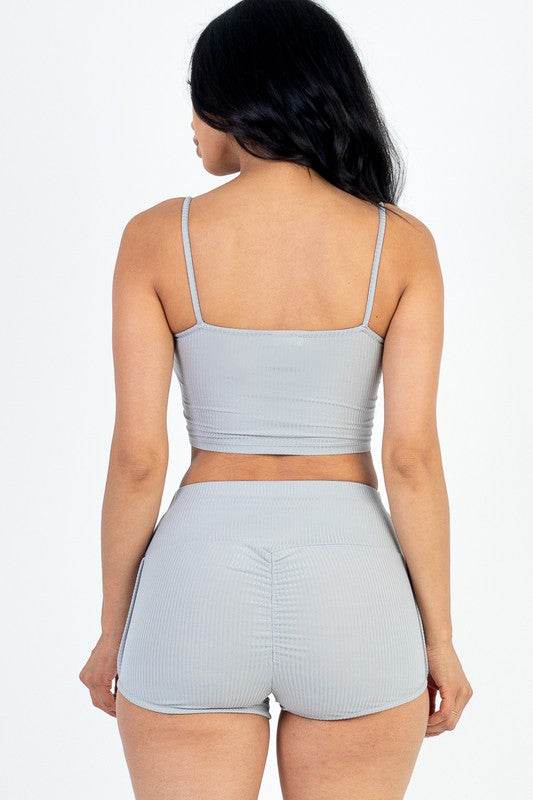 Ribbed Top & Ruched Biker Shorts Set - Shop Style & More | Fresh Looks, Everyday Deals & Free Shipping