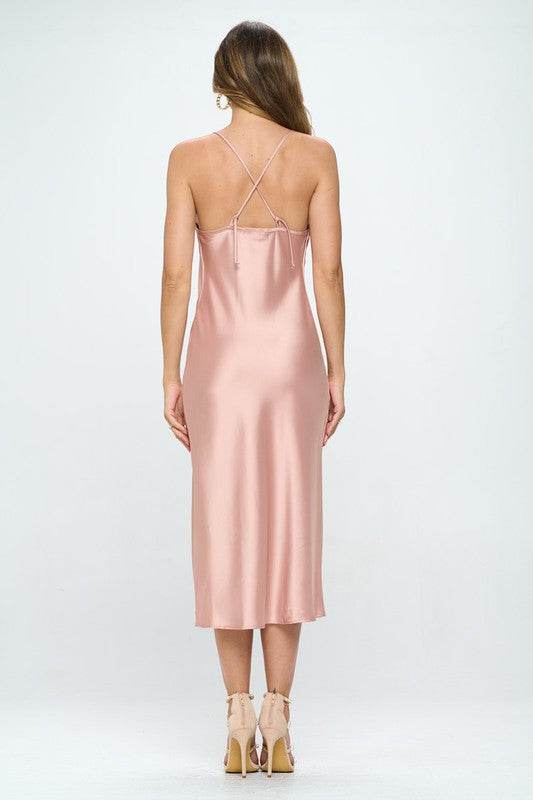 Satin Bias Slip Dress with Slit - Shop Style & More | Fresh Looks, Everyday Deals & Free Shipping
