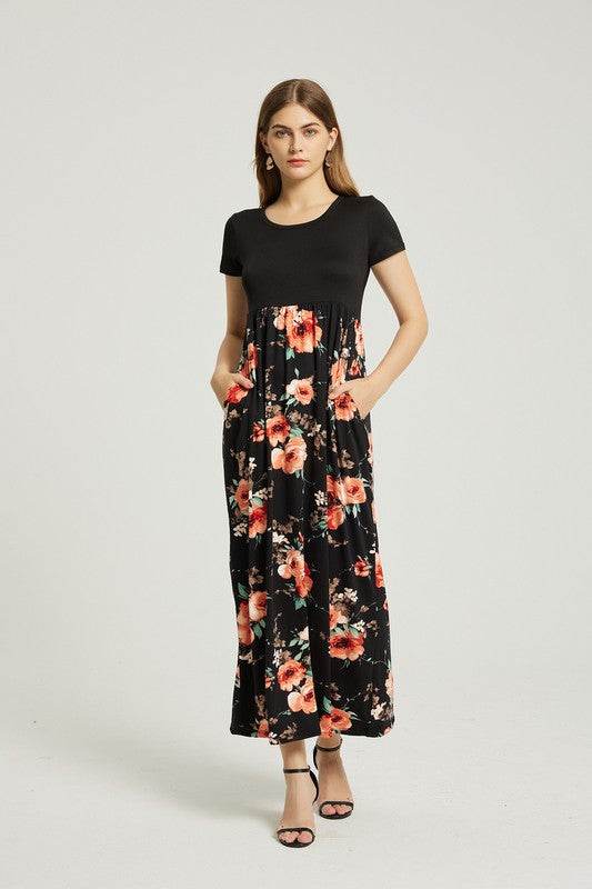 Womens Summer Casual Floral Maxi Dress With Pocket - Shop Style & More | Fresh Looks, Everyday Deals & Free Shipping