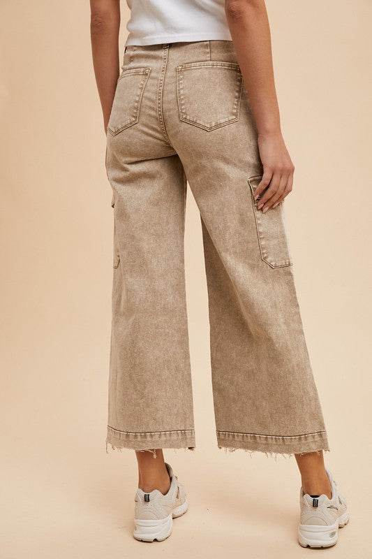 Annie Wear Raw Hem Wide Leg Jeans with Cargo Pockets - Shop Style & More | Fresh Looks, Everyday Deals & Free Shipping