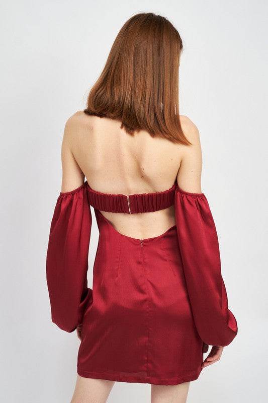 OFF SHOULDER MINI DRESS WITH BACK CUT OUT - Shop Style & More | Fresh Looks, Everyday Deals & Free Shipping
