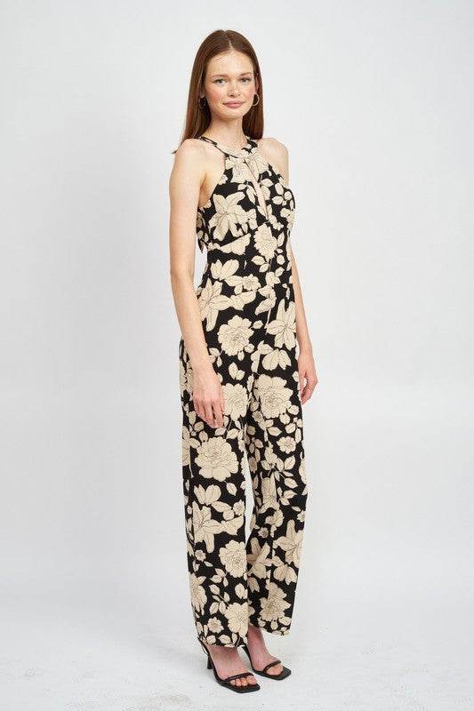 FLORAL HALTERNECK JUMPSUIT WITH OPEN BACK - Shop Style & More | Fresh Looks, Everyday Deals & Free Shipping