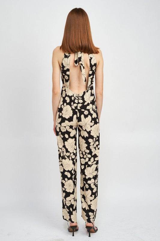 FLORAL HALTERNECK JUMPSUIT WITH OPEN BACK - Shop Style & More | Fresh Looks, Everyday Deals & Free Shipping