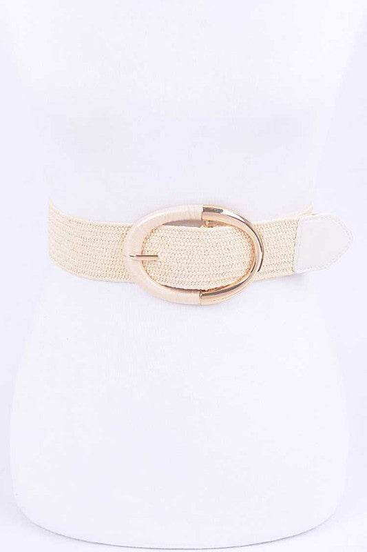 Oval Buckle Faux Straw Elastic Belt - Shop Style & More | Fresh Looks, Everyday Deals & Free Shipping