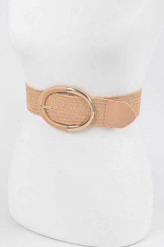 Oval Buckle Faux Straw Elastic Belt - Shop Style & More | Fresh Looks, Everyday Deals & Free Shipping