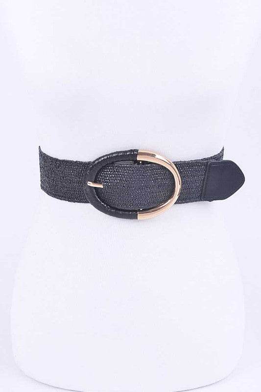 Oval Buckle Faux Straw Elastic Belt - Shop Style & More | Fresh Looks, Everyday Deals & Free Shipping