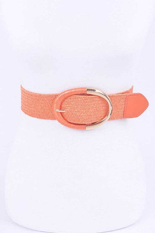 Oval Buckle Faux Straw Elastic Belt - Shop Style & More | Fresh Looks, Everyday Deals & Free Shipping