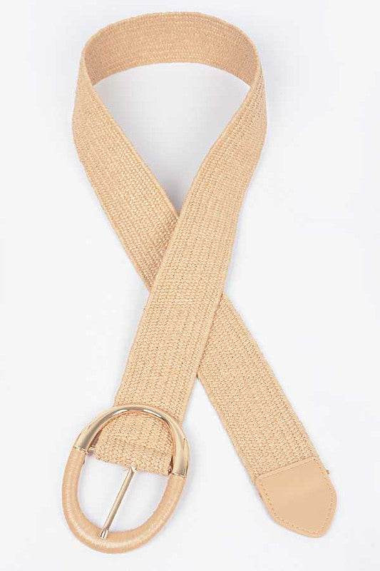 Oval Buckle Faux Straw Elastic Belt - Shop Style & More | Fresh Looks, Everyday Deals & Free Shipping