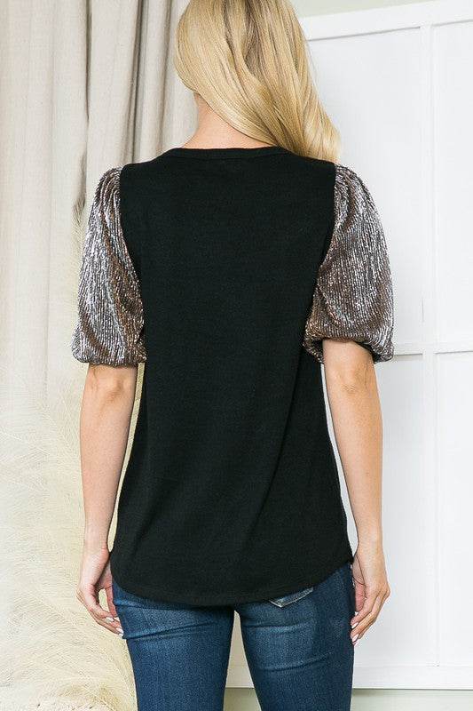 Pleat Bubble Sleeve Knit Top-Royal Blue - Shop Style & More | Fresh Looks, Everyday Deals & Free Shipping