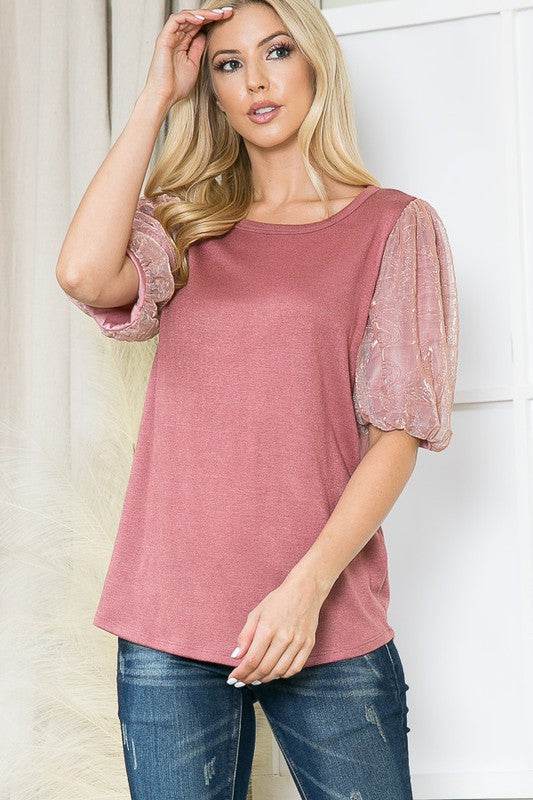 Pleat Bubble Sleeve Knit Top-Royal Blue - Shop Style & More | Fresh Looks, Everyday Deals & Free Shipping