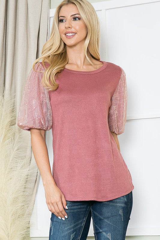 Pleat Bubble Sleeve Knit Top-Royal Blue - Shop Style & More | Fresh Looks, Everyday Deals & Free Shipping