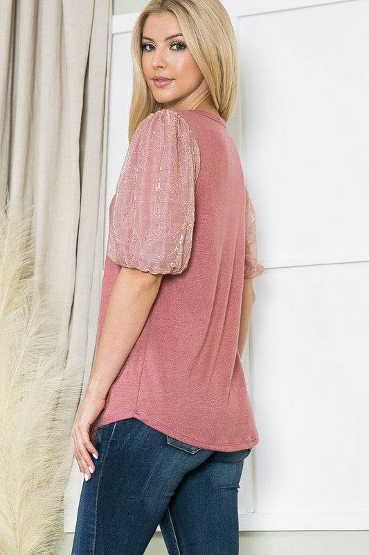 Pleat Bubble Sleeve Knit Top-Royal Blue - Shop Style & More | Fresh Looks, Everyday Deals & Free Shipping