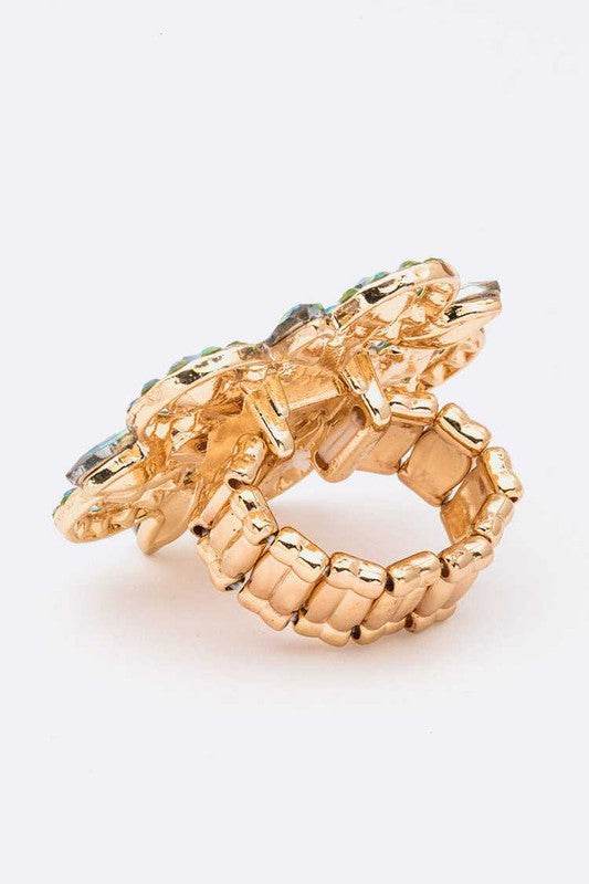 Crystal Flower Statement Stretch Ring - Shop Style & More | Fresh Looks, Everyday Deals & Free Shipping