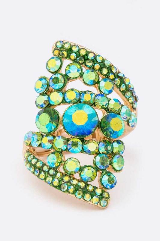 Mix Stone Crystal Statement Stretch Ring - Shop Style & More | Fresh Looks, Everyday Deals & Free Shipping