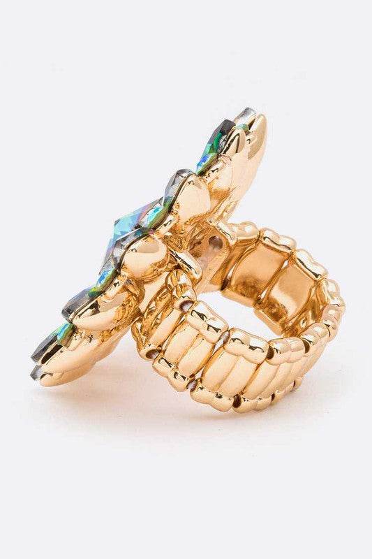 Crystal Flower Statement Stretch Ring - Shop Style & More | Fresh Looks, Everyday Deals & Free Shipping