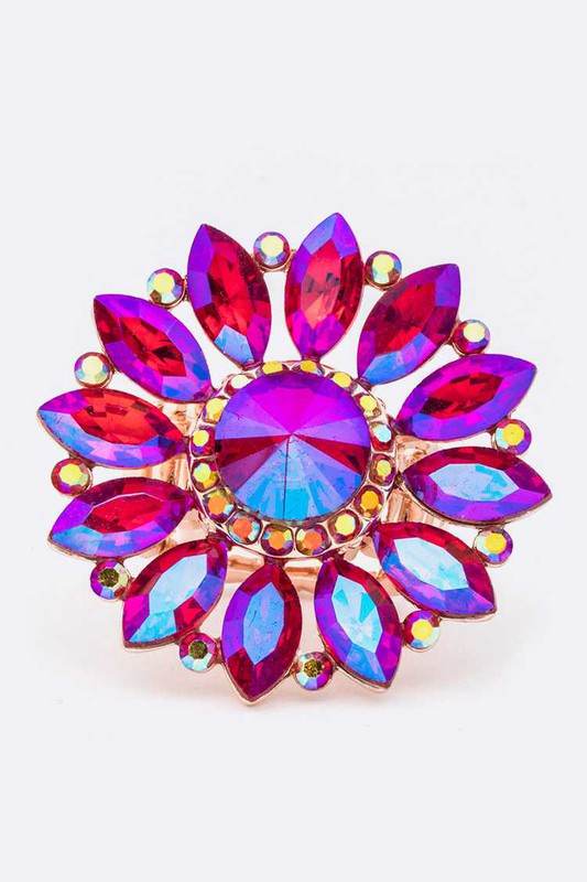 Crystal Flower Statement Stretch Ring - Shop Style & More | Fresh Looks, Everyday Deals & Free Shipping