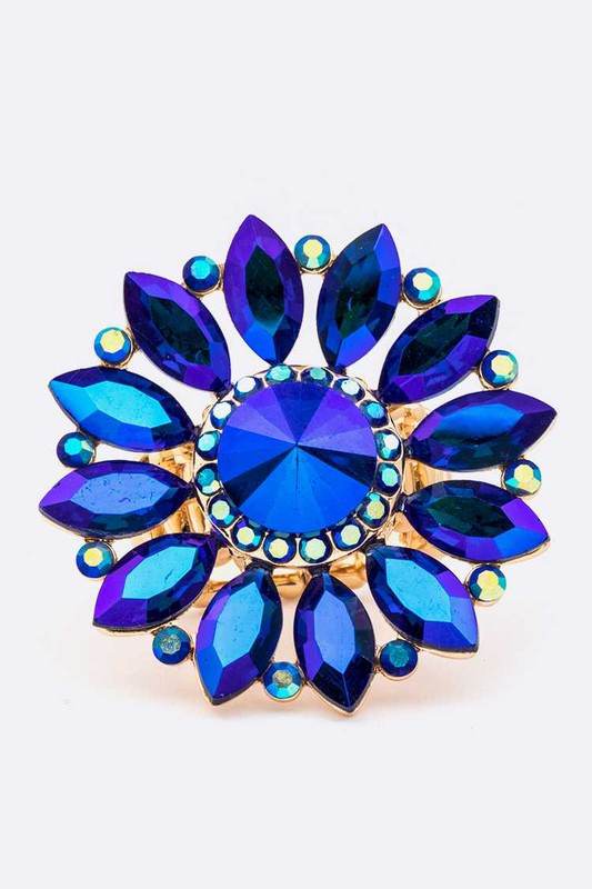 Crystal Flower Statement Stretch Ring - Shop Style & More | Fresh Looks, Everyday Deals & Free Shipping