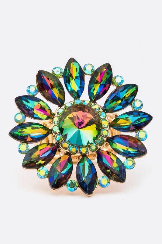 Crystal Flower Statement Stretch Ring - Shop Style & More | Fresh Looks, Everyday Deals & Free Shipping