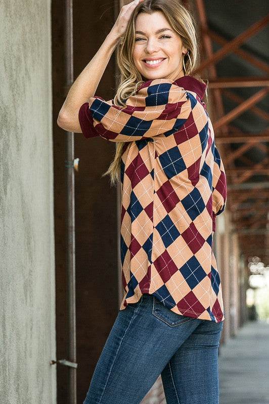 Collared Argyle Top - Shop Style & More | Fresh Looks, Everyday Deals & Free Shipping