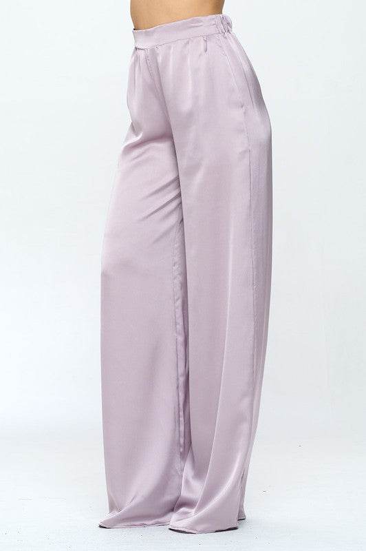 Stretch Satin Pants w/ Elastic Waist and Pockets - Shop Style & More | Fresh Looks, Everyday Deals & Free Shipping