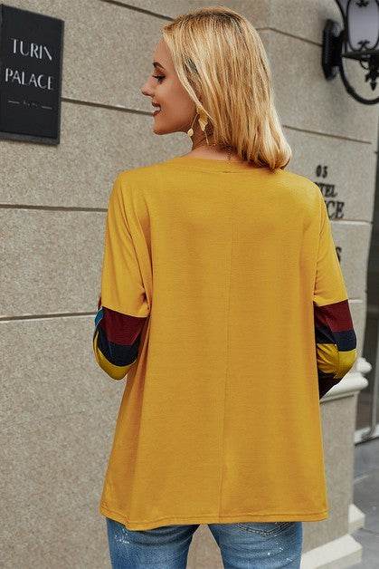 Crew Neck Basic Color Block Top - Shop Style & More | Fresh Looks, Everyday Deals & Free Shipping