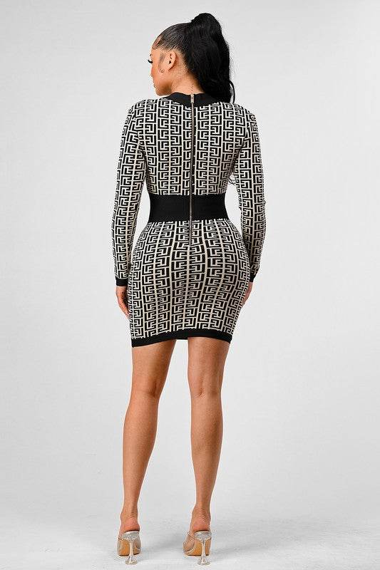 ATHINA BLACK AND WHITE PRINT BANDAGE DRESS - Shop Style & More | Fresh Looks, Everyday Deals & Free Shipping