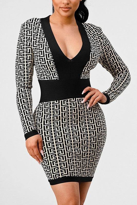 ATHINA BLACK AND WHITE PRINT BANDAGE DRESS - Shop Style & More | Fresh Looks, Everyday Deals & Free Shipping
