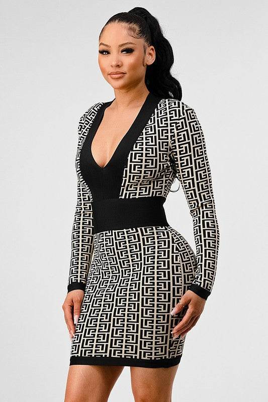 ATHINA BLACK AND WHITE PRINT BANDAGE DRESS - Shop Style & More | Fresh Looks, Everyday Deals & Free Shipping