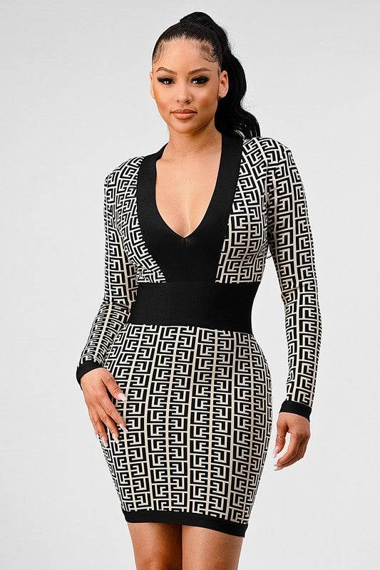 ATHINA BLACK AND WHITE PRINT BANDAGE DRESS - Shop Style & More | Fresh Looks, Everyday Deals & Free Shipping