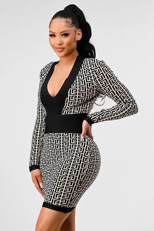 ATHINA BLACK AND WHITE PRINT BANDAGE DRESS - Shop Style & More | Fresh Looks, Everyday Deals & Free Shipping