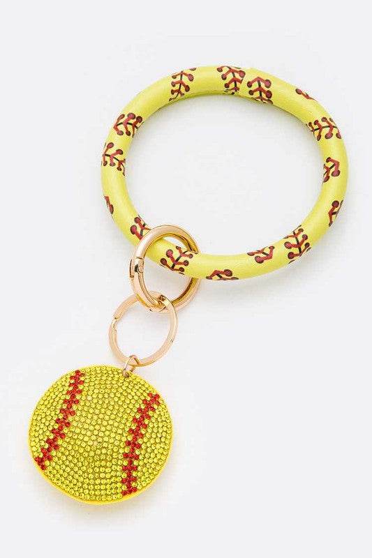 Rhinestone Softball Bracelet Key Chain - Shop Style & More | Fresh Looks, Everyday Deals & Free Shipping