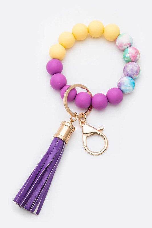 Silicon Printed Beads Tassel Bracelet Key Chain - Shop Style & More | Fresh Looks, Everyday Deals & Free Shipping