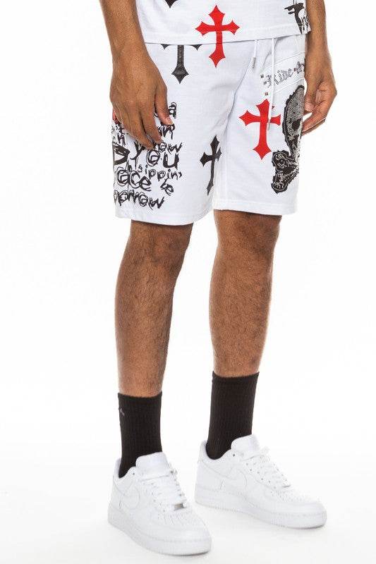 Weiv Mens Chrome Cross Skull Shorts - Shop Style & More | Fresh Looks, Everyday Deals & Free Shipping